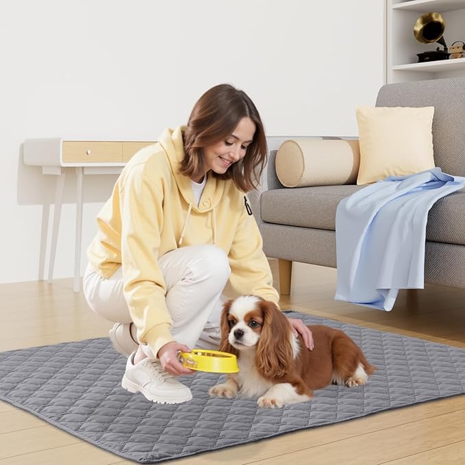 Smiry Waterproof Dog Bed Cover Blanket, Soft Reversible Pet Blanket, Washable Leakproof Cats Dogs Couch Cover for Sofa, Couch, Furniture, Plaid (82x120 Inch, Grey/Dark Grey)