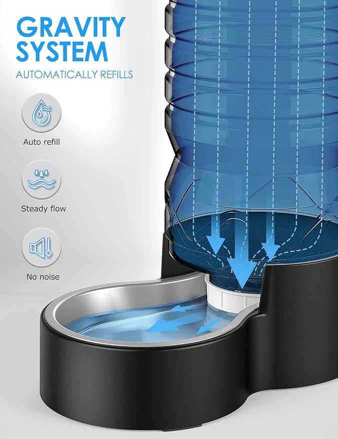 Heouvo 1.7 Gallon Automatic Dog Water Dispenser (6.5L-Black)