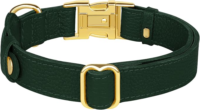 Leather Airtag Dog Collar - Soft Tracking Dog Collar with Apple AirTag Holder and Metal Buckle - Safety GPS Pet Collars for Small Medium Large Dogs Puppy Pink Red (Green, S, 12"-15" Neck Fit)