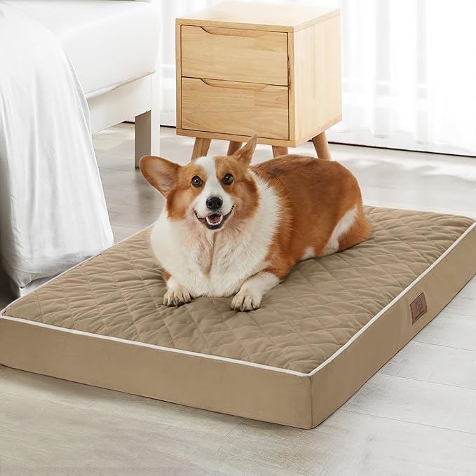 WNPETHOME Orthopedic XL Dog Bed for Crate, Waterproof Extra Large Dogs Bed with Removable Washable Cover, Multi-Needle Quilting Dogs Crate Bed