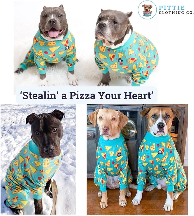 Pittie Clothing Pit Bull Dog Pajamas – Full Coverage Dog Onesie, Soft Pajama Outfit for Medium, Large, XL & XXL Breeds