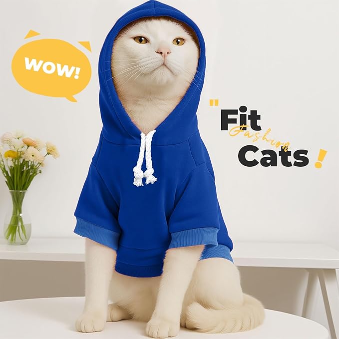 PETCARE Dog Hoodie Sweaters for Small Medium Dogs Cats Cute Soft Warm Fleece Puppy Sweaters Dog Clothes Hoodies Sweatshirt Reflective Fall Winter Chihuahua Yorkie French Bulldog Outfits, Navy