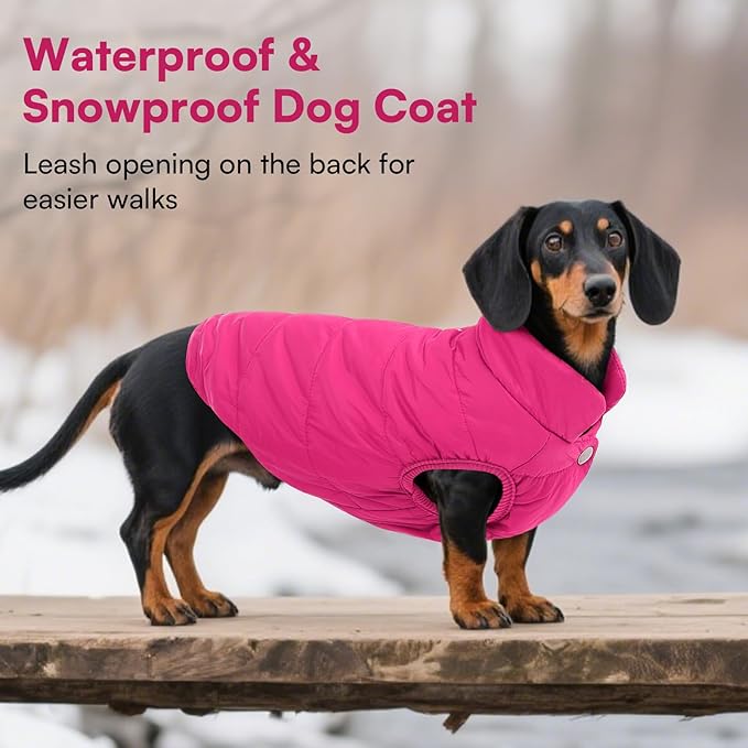 ASENKU Dog Winter Coat - Waterproof Windproof Dog Jacket, Warm Snowproof Doggie Puffer Vest for Cold Weather, Lightweight Snow Coats for Small Medium Large Dogs (Pink, M)