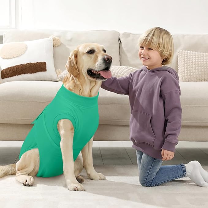 Kuoser Dog Surgery Suit Female Spay, Dog Recovery Suit Male Neuter, Dog Clothes Onesie for Surgery Anti Licking Abdominal Wounds Pet Puppy Surgical Recovery Bodysuit Shirt, Substitute E-Collar & Cone