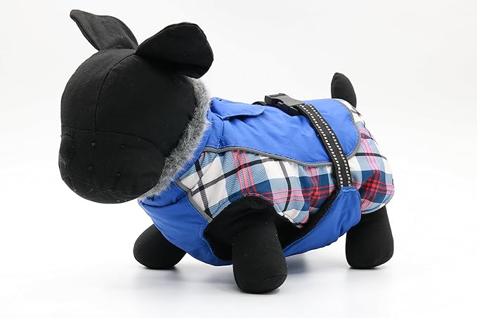 DroolingDog Dog Coats for Small Medium Dogs Winter Jacket Outdoor Stylish Clothes with Nylon Waterproof Material and 100% Polyester Fleece Lining, Blue, XX-Large