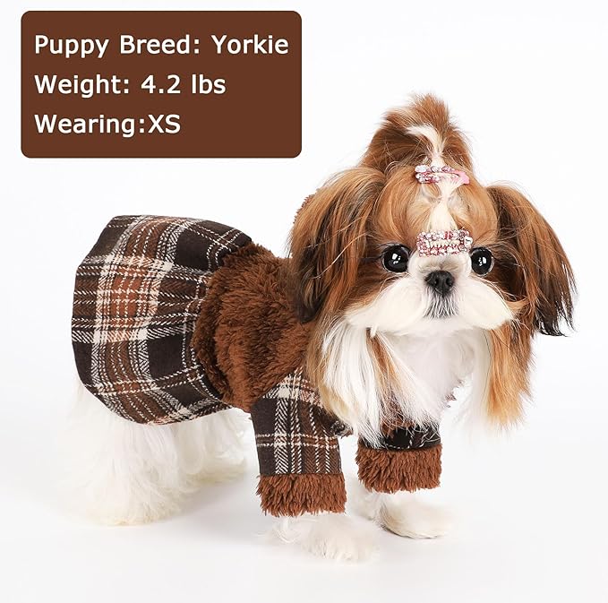 Dog Sweater Puppy Clothes for Small Dogs Boy Girl Pet Hoodies for Dogs Cold Weather Doggie Coats Fall Doggy Sweatshirt for Chihuahua Yorkie Cat Outfits (Brown, X-Small)