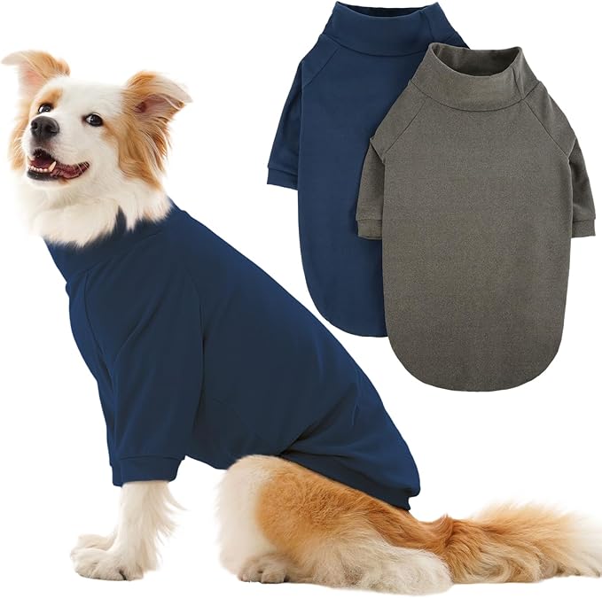 IECOii 2 Pack XL Dog Fleece Sweater for Medium Dogs, Warm Dog Turtleneck with Stretch for Beagle, Cozy Fall Winter Pullover Dogs Sweatshirt with Sleeve, Indoor & Outdoor Sweaters for Walking, XL