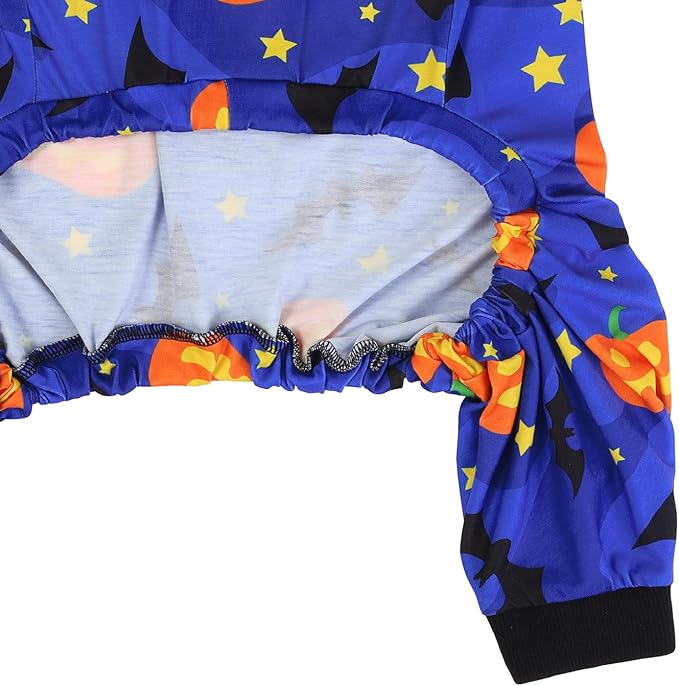HDE Dog Pajamas One Piece Jumpsuit Lightweight Dog PJs Shirt for M-3XL Dogs Starry Pumpkins - 2XL