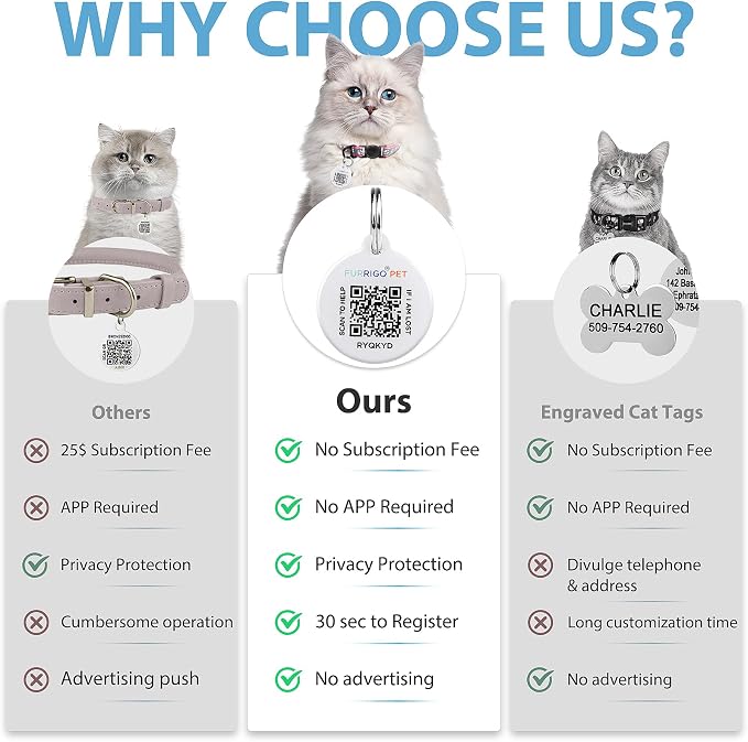 Breakaway Reflective Cat Collar with QR Name Tag & Bell (Pink)