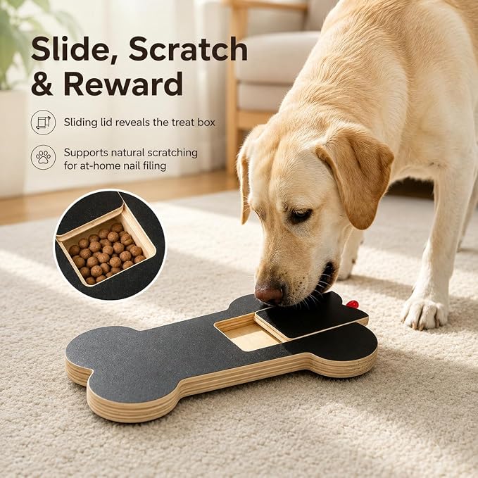 Dog Nail Scratch Board Scratcher Treat Dispenser Non-Slip Nail File Board