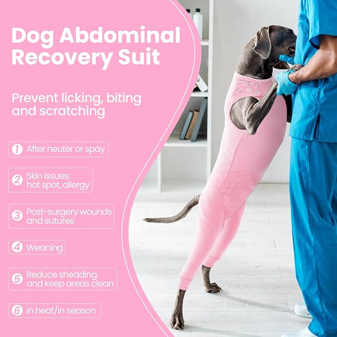 Nanaki Dog Surgery Suit Female Spay, Leg Sleeves for Dog Rear Legs, Doggy Onesie for Surgery Female, Doggy Recovery Suit Male Abdomen, Pet Wound Care Heal Protector, Surgical Suits for Pet Spay