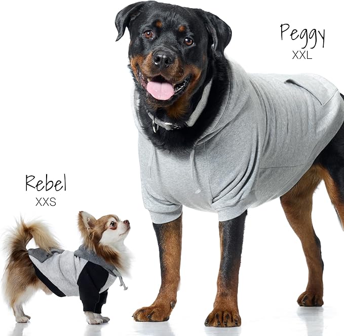 Rocky II - The Extra Comfy Hoodie, Organic Cotton and Recycled Poly Dog Hoodie Pet Coat Sweater for Small, Medium, Large Dogs, Gray Chesterfield Plaid, XX-Small