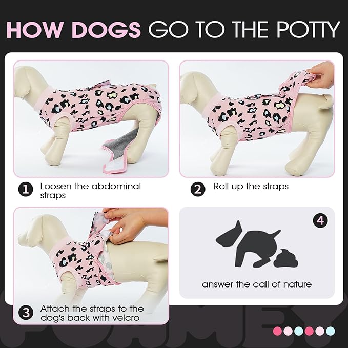 FUAMEY Recovery Suit for Dogs After Surgery,Soft Breathable Dog Bodysuit E-Collar & Cone Alternative Surgical Suit,Male Female Dog Neuter Spay Suits Anti Licking Wounds Onesie Pink Leopard XS