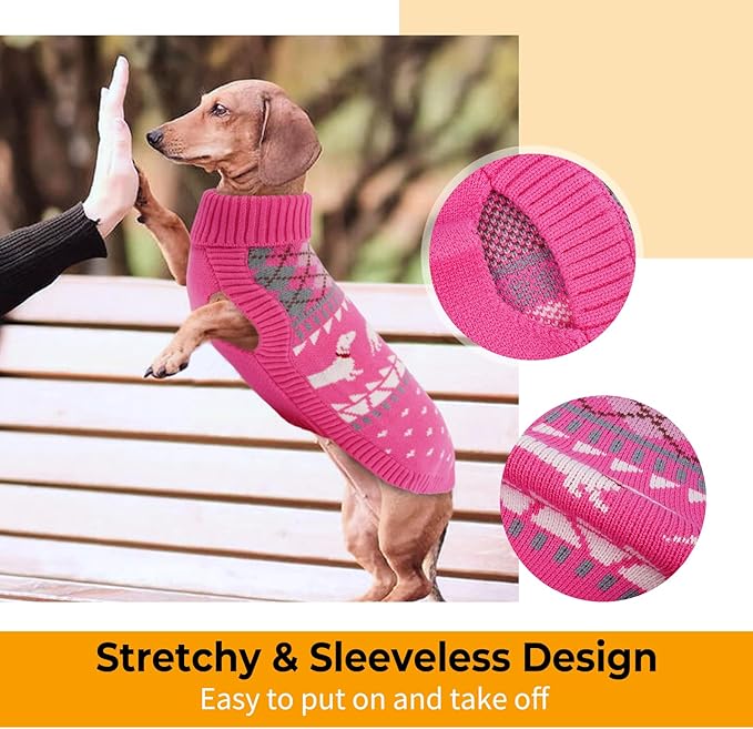 Lelepet Dachshund Sweater, Turtleneck Dog Sweaters for Small Dogs, Warm Pullover Knitted Pet Coat, Cold Weather Dachshund Clothes, Fall/Winter Cozy Outfit (XS-XL)