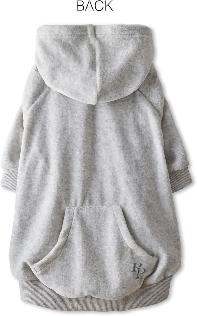 Cooper II Organic Cotton Velour Dog Hoodie Pet Coat for Small, Medium and Large Dogs, Light Heather Gray, X-Large (55-80 lbs)