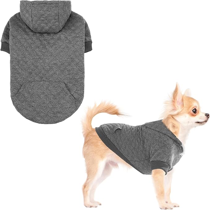 KOOLTAIL Dog Hoodie for Small Medium Large Dogs, Ultra-Warm & Soft Winter Fall Fleece Dog Hooded Sweatshirt Clothes Sweater, Lightweight Pullover Coat for Boy Girl Bulldog Pitbull Puppy Cats,Gray S
