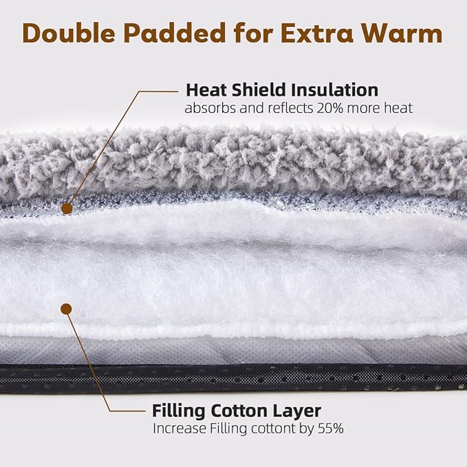 TIMSUNBER Self Warming Cat Bed Self Heating Pad 29 x 19 inch Thermal Pet mat for Indoor Outdoor Pets Double Filled Cat Mat with Washable Removable Cover Non-Slip Bottom (Light Gray)