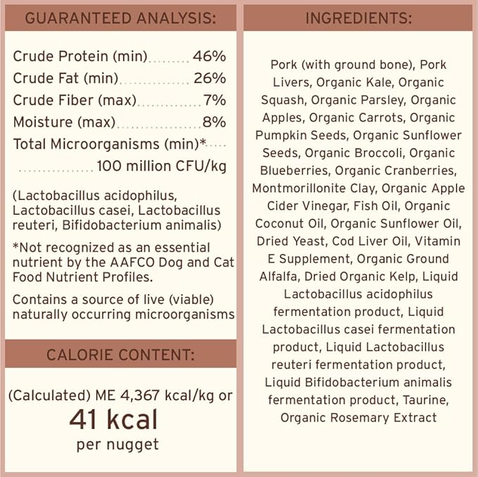 Primal Freeze Dried Raw Dog Food Nuggets, Pork, Complete & Balanced Meal, Also Use as Topper or Treat, Premium, Healthy, Grain Free, High Protein Raw Dog Food, 5.5 oz