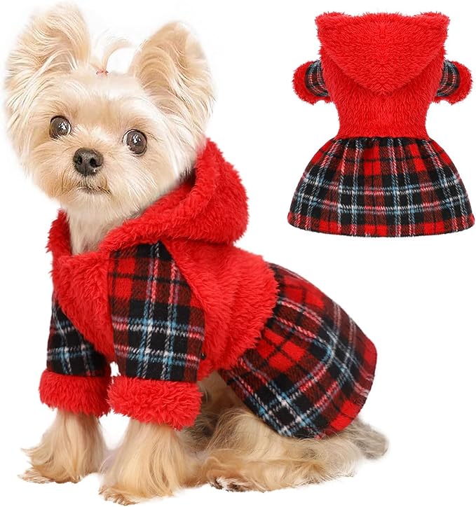 Dog Hoodie Dog Sweater Puppy Clothes for Small Dogs Boy Girl Pet Hoodies for Dogs Cold Weather Doggie Coats Fall Doggy Sweatshirt for Chihuahua Yorkie Cat Sweater Costumes, Red, XS