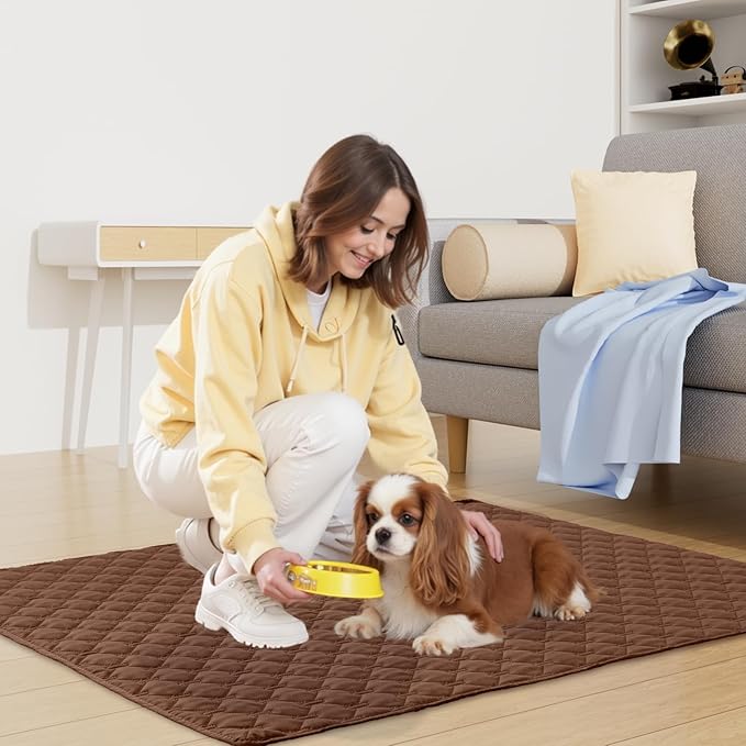 Smiry Waterproof Dog Bed Cover Blanket, Soft Reversible Pet Blanket, Washable Leakproof Cats Dogs Couch Cover for Sofa, Couch, Furniture, Plaid (68x82 Inch, Brown/Chocolate)
