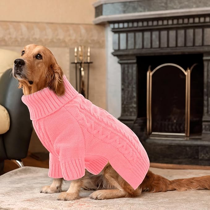 ASENKU Knitted Dog Sweater, Pullover Big Thermal Dog Winter Sweater, Turtleneck Doggy Sweaters for Large Medium Dogs Boy Girl,Warm Pet Sweatshirt for Labrador,Golden Retriever,3XL
