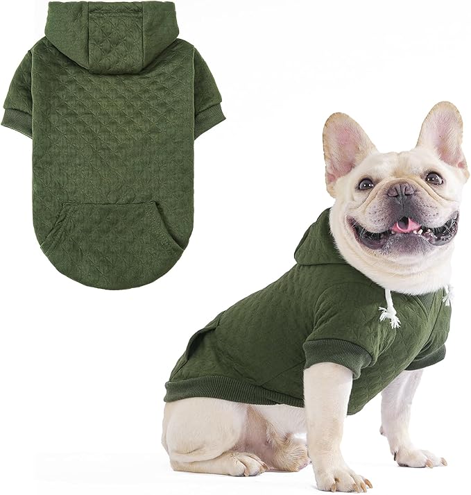 KOOLTAIL Dog Hoodie for Small Medium Large Dogs, Ultra-Warm & Soft Winter Fall Fleece Dog Hooded Sweatshirt Clothes Sweater, Lightweight Pullover Coat for Boy Girl Bulldog Pitbull Puppy Cats,Green M-L