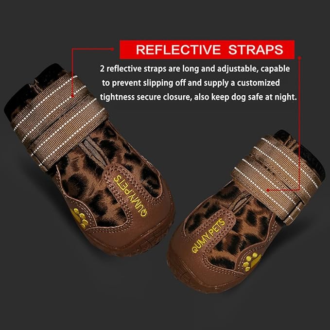 QUMY Dog Shoes for Large Dogs, Medium Dog Boots & Paw Protectors for Winter Snowy Day, Summer Hot Pavement, Water-Resistant in Rainy Weather, Outdoor Walking, Indoor Hardfloors Skid-Resistant Sole