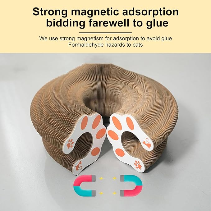 Kitty Curls Cat Toy,Foldable Magic Organ Cat Toy,Magic Organ Cat Scratcher Board,Foldable Recyclable Cat Accordion Toy for Indoor Cat Playing,Interactive Scratch Pad with Toy Ball