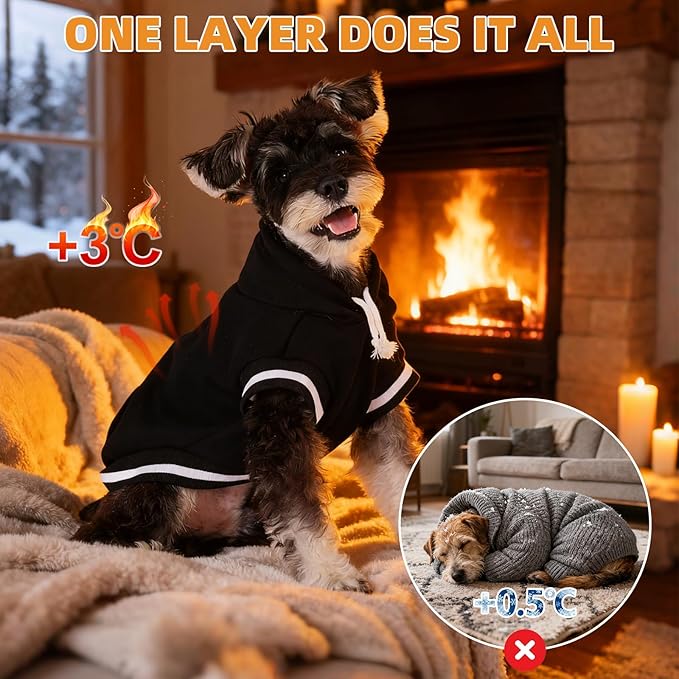KOOLTAIL Dog Hoodie with Leash Hole & D-Ring, Thick Fleece-lined Winter Fall Warm Dog Clothes Cold Weather Coats, Soft Pet Sweater Sweatshirt for Small Medium Large Sized Dogs Puppy Boys Girls,Black M