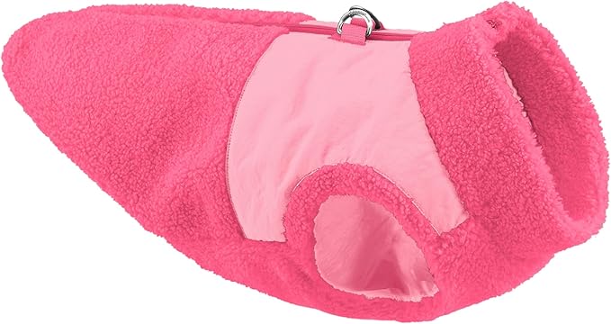 Gooby Zip Up Sherpa Vest - Hot Pink, 2X-Large - Two Tone Fuzzy Fleece Dog Sweater with Built-in Harness and Extra Security for Small Dog and Medium Dog