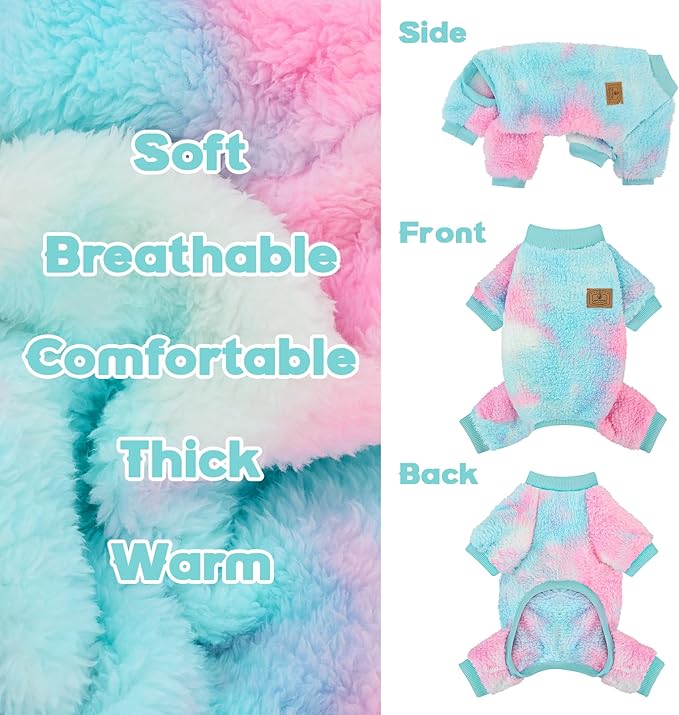 XPUDAC Dog Sweater, Dog Winter Clothes for Small Medium Dogs Girl Boy Fleece Doggy Pajamas for Winter Christmas, Tie-Dye03, X-Small