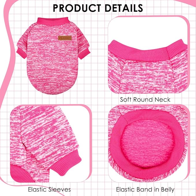3 Pack Dog Sweaters for Small Dogs Girl Boy Winter Fleece Clothes Warm Soft Dog Sweatshirt Outfit for Dogs Cats Pet Apparel (Wine Red, XX-Small)
