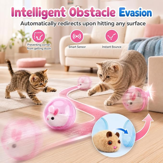 360° Self-Rolling Interactive Cat Toy Ball (Brown, Mouse)