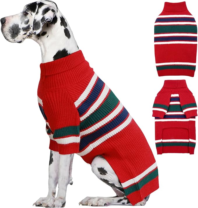 IECOii XXXXL Dog Sweater - Knitted Big Dog Sweater for Extra Large Breeds, Cold Weather Outfits for Doberman, Great Dane, Red Dog Sweater