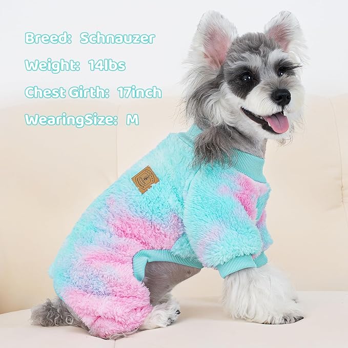 XPUDAC Dog Sweater, Dog Winter Clothes for Small Medium Dogs Girl Boy Fleece Doggy Pajamas for Winter Christmas, Tie-Dye03, X-Small