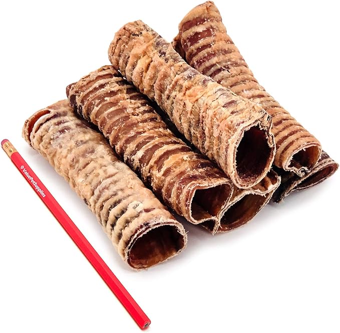 ValueBull Beef Trachea, Premium 5-6 Inch, 200 Count Bulk Pack - Natural Angus Dog Chews with Glucosamine, Chondroitin & Amino Acids