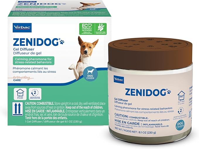 VIRBAC ZENIDOG Gel Diffuser - Dog Calming Pheromone Diffuser for Stress Relief No Electricity Required and Lasts up to 2 Months