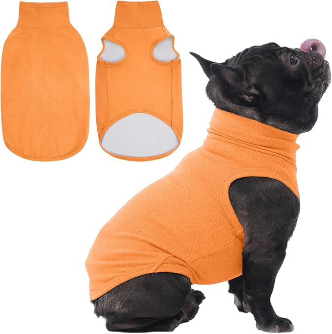 IECOii Dog Fleece Vest Sweater - Stretch Warm Pullover with Turtleneck,Orange,Large, Easy On/Off Winter Dog Sweater for Medium Large Dogs Girl Boy, Winter Fall Jumpsuit with High Neck