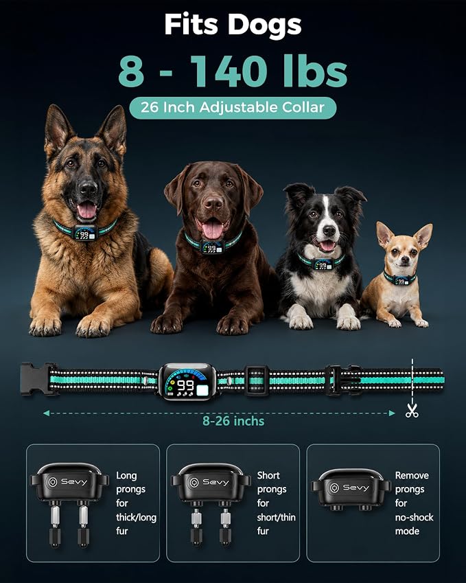 Sevy Buzzy 2-in-1 Dog Bark Collar & Dog Shock Collar with Remote for 2 Dogs