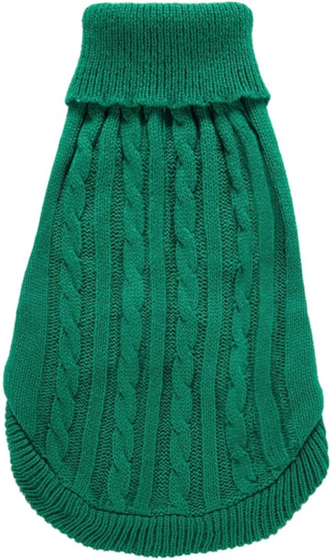 CHBORCHICEN Small Dog Sweaters Knitted Pet Cat Warm Dog Sweatshirt Winter Clothes Kitten Puppy Sweater (XX-Small, Green)