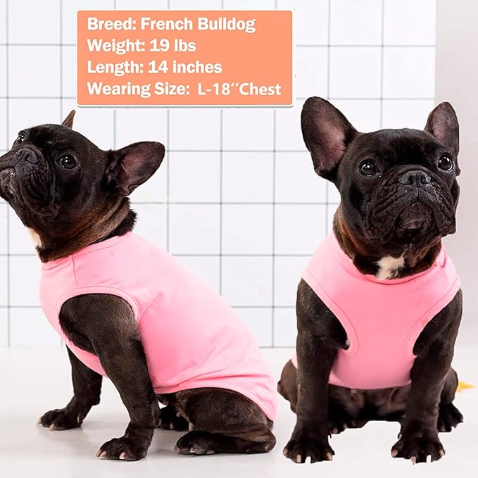 KYEESE 2Pack Dog Shirt, Soft Striped Dogs T Shirts, Lightweight Pet Tank Top, Sleeveless Dog Shirt for Small Dogs, Stretchy Comfortable Pet Vest, Pink, Large