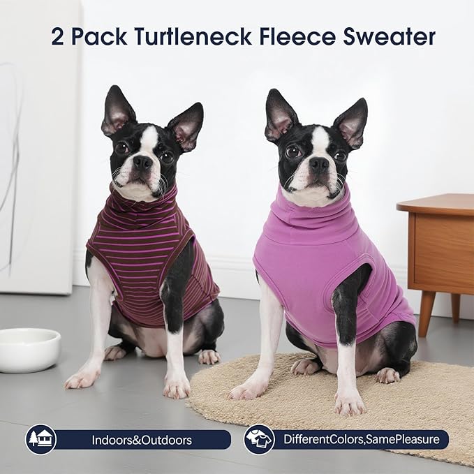 IECOii 2 Pack XXXL Dog Fleece Sweater for Large Dogs Girl Boy, Warm Dog Sweater Turleneck Lightweight Sweatshirt, Stretchable Cozy Pullover Dogs Vest for Fall & Winter, Doberman Sweaters, 3XL
