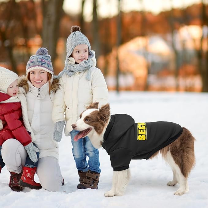 SCENEREAL Security Dog Hoodie Sweater & Jacket - Brushed Fleece for Small to Large Dogs with Hat & Leash Hole Weather & Occasions