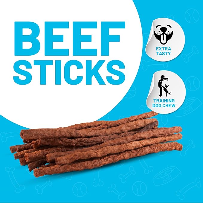 Sitka Farms Beef Sticks - 10 Inch Dog Chews, All Natural Beef Flavor - 50 Count, Premium Crunchy Munchy Sticks with Bully, Collagen and Gelatin
