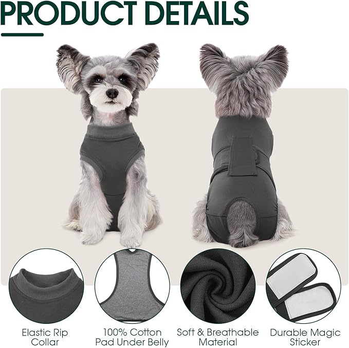 Kuoser Dog Surgery Suit - Female Spay & Male Neuter Recovery Onesie, Anti-Licking Abdominal Wounds Pet Surgical Recovery Bodysuit, Substitute E-Collar & Cone