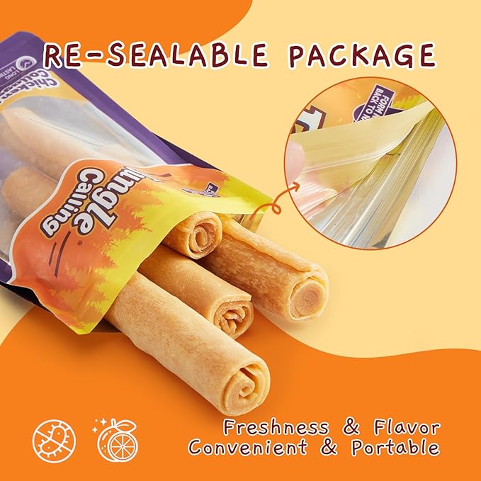 Jungle Calling Dog Treats, Collagen Rolls Dog Chew Treats, 7 Inch Long Lasting Rawhide Alternative Chicken Flavor Collagen Chews for Medium and Large Dogs, 18.3 oz (4 Counts)