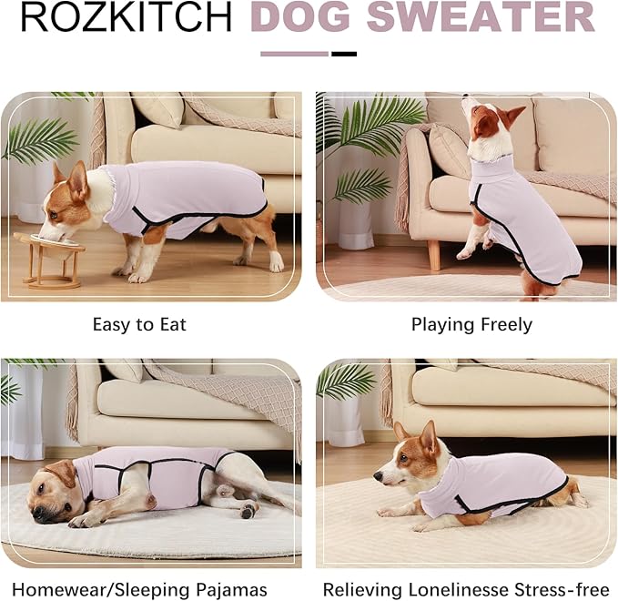 ROZKITCH Dog Winter Coat Soft Pullover Pajamas, Pet Windproof Warm Cold Weather Jacket Vest Cozy Jumpsuit Apparel Outfit Clothes for Small Medium Large Giant Walking Hiking Travel Light 4XL