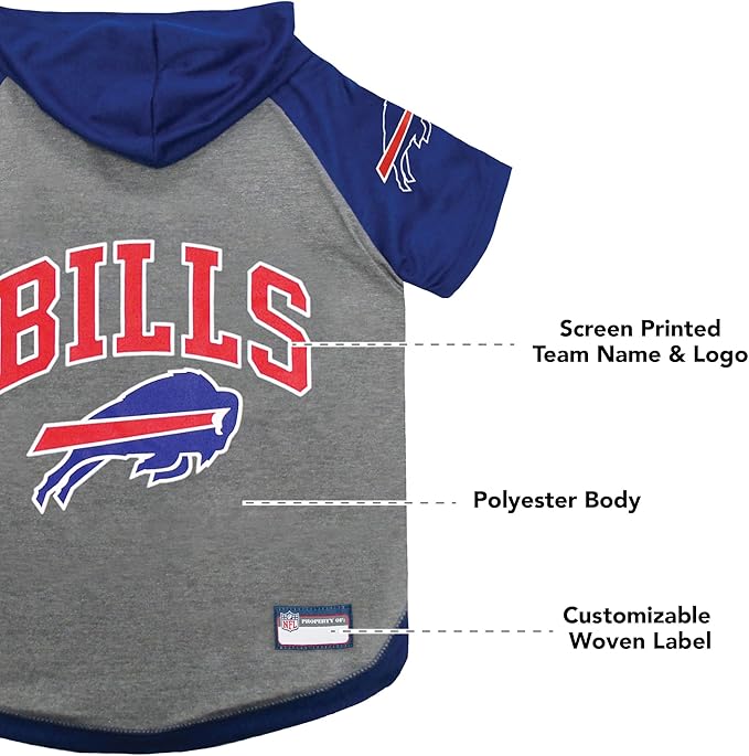 Pets First Buffalo Bills Hoodie for Dogs & Cats. NFL Football Licensed Dog Hoody Tee Shirt, Small. Sports Hoody T-Shirt for Pets. Licensed Sporty Dog Shirt (BUF-4044-SM)