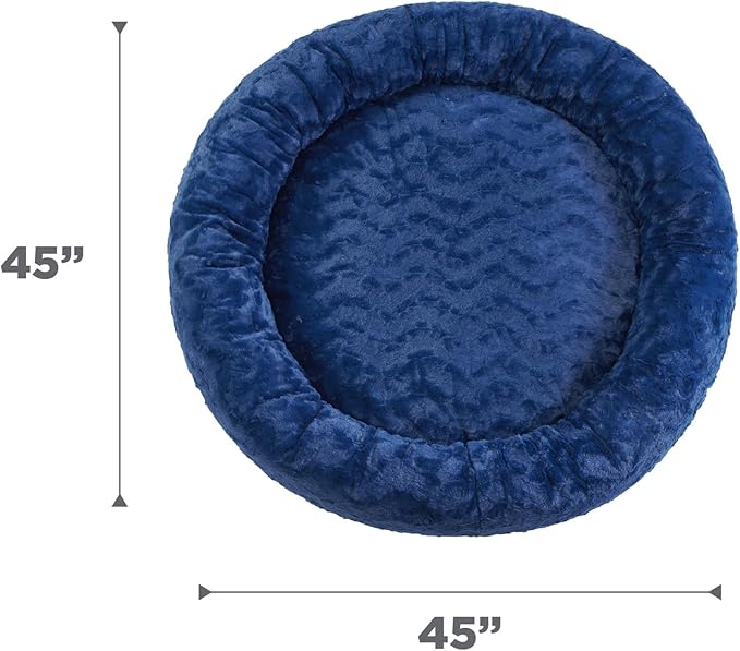 Best Friends by Sheri Original Calming Donut Dog and Cat Bed, Lux Faux Fur, Navy Blue, XL (45in x 45in) - Anxiety Relief for Pets Up to 150 lbs
