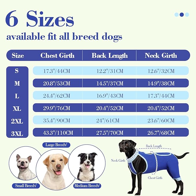 ROZKITCH Dog Surgery Leg Sleeve Rear Legs, Male Female Pet Prevent Licking Wound Elbow Knee Protector, Dog Recovery Suit Cone Collar Alternative Pants Shirt for Wound Heal Wrap Blue 2XL